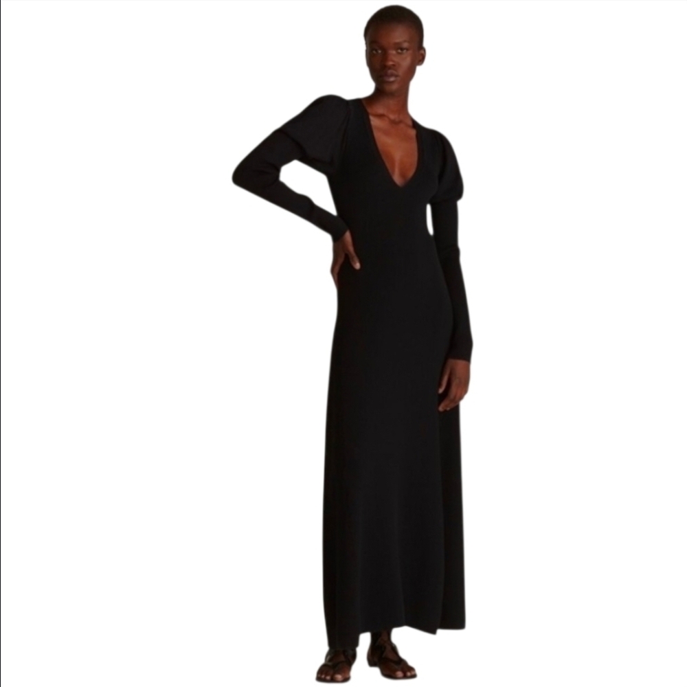 REBECCA TAYLOR  PUFF SLEEVE  V NECK MAXI DRESS WOMEN'S SIZE XS